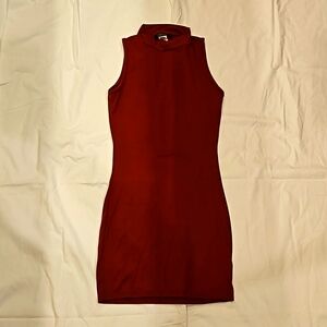 Seduction burgundy mock neck tight fitting dress
